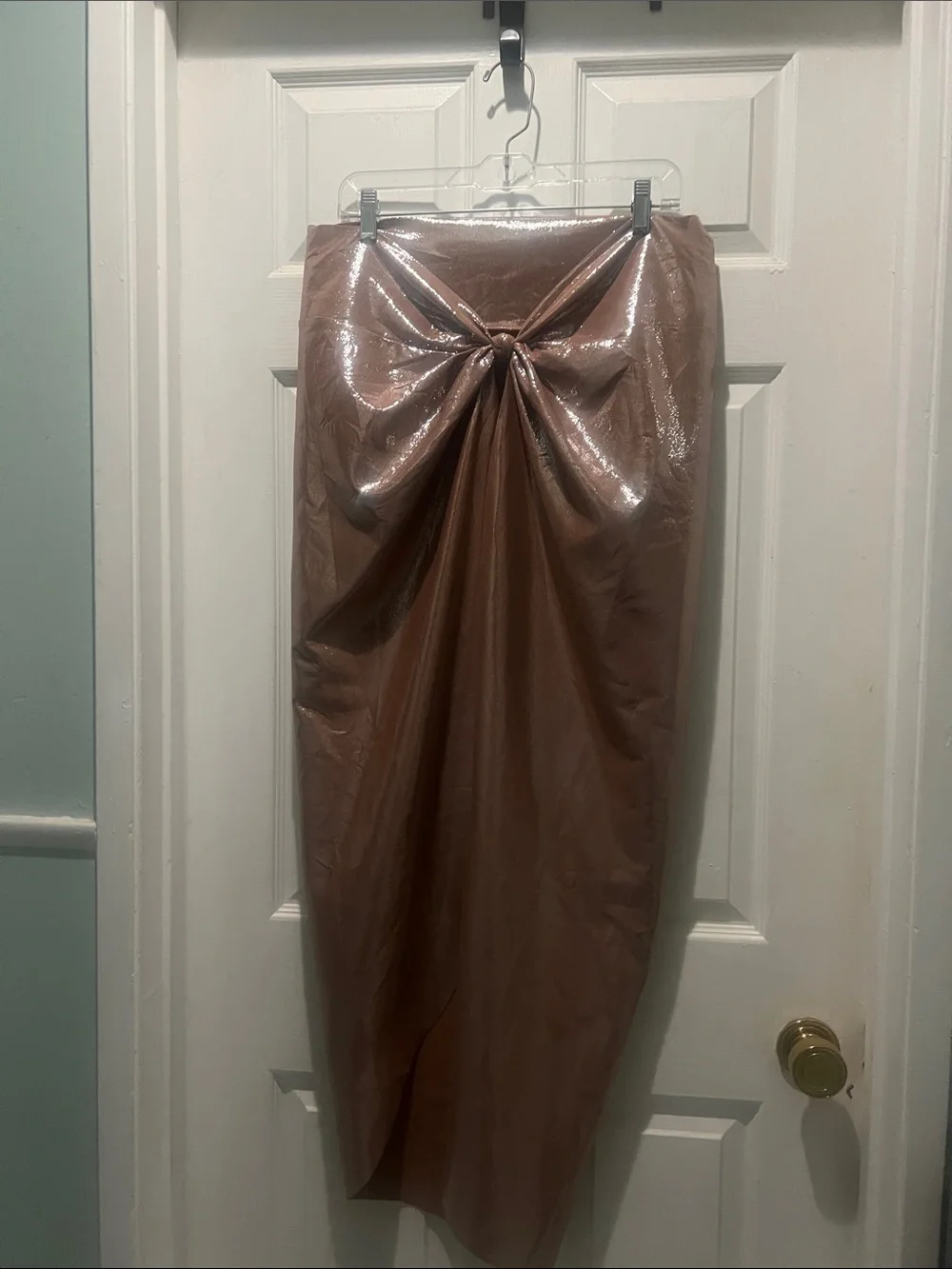 SKIMS Shiny Knot-Front Maxi Sarong in Cinnamon